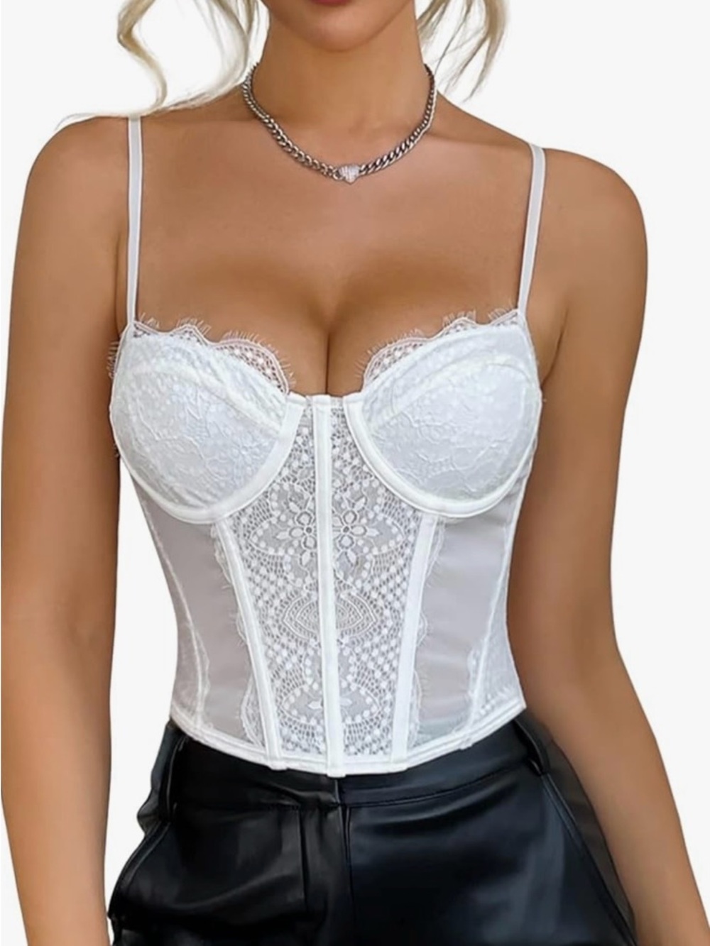 White and black Lace bundle Bustier Corset Top